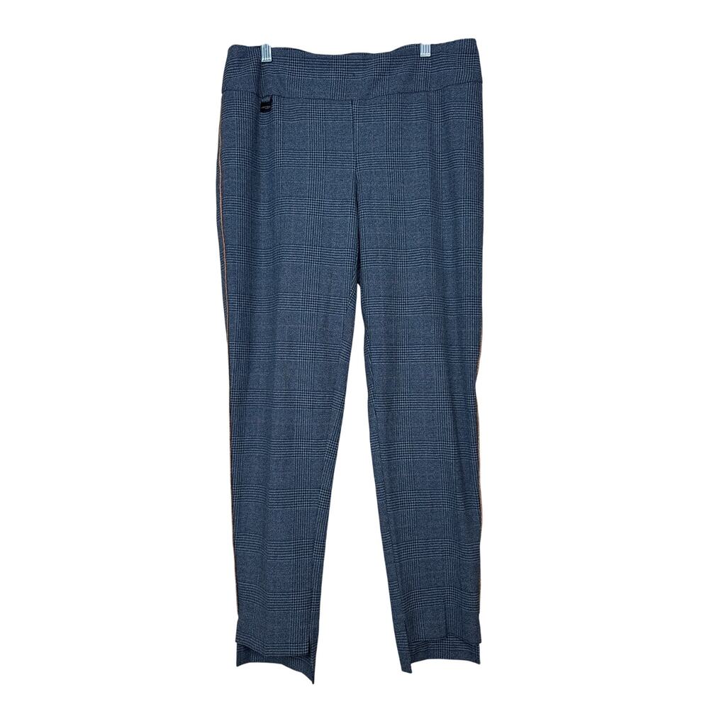 Lisette L Pull-On Plaid Pants Rosewood Trim Hi-Low Hem NWT Size 10